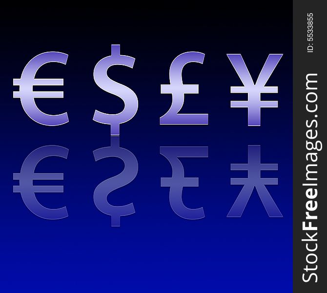 Four different currencies signs illustration / background