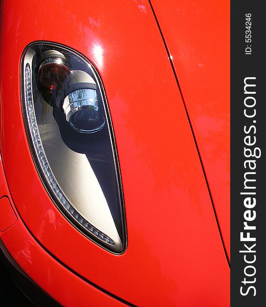 Right Headlight on an exotic sports car. Right Headlight on an exotic sports car