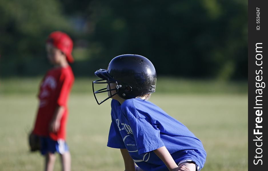 Young boy playing little league. Young boy playing little league