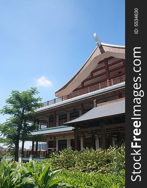 Restaurant set on water, a traditionary chinese style building. Restaurant set on water, a traditionary chinese style building.