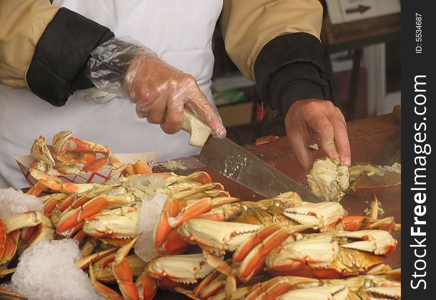 Cutting Crab Meat