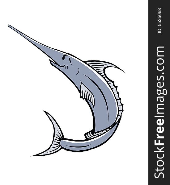 Cartoon illustration of a marlin