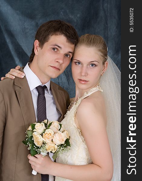 Wedding portrait of a newly-married couple