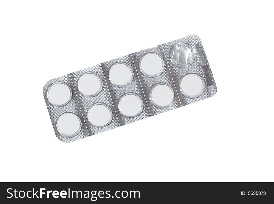 Pack of pills isolated on a white background