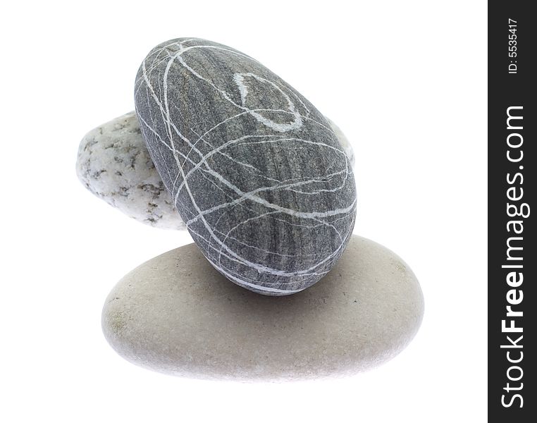 Heap of sea stones on a white background