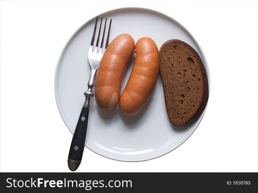 Simple food - sausages with rye bread