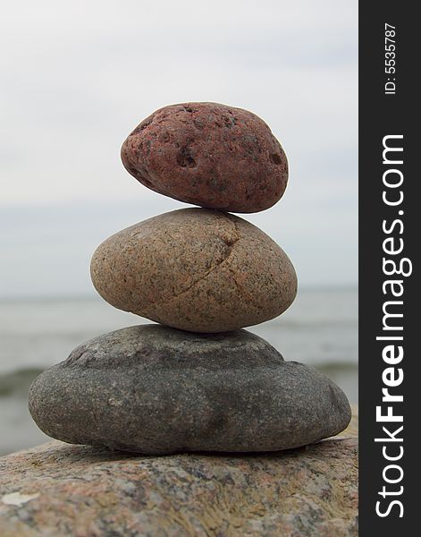 Zen like stones with sea in background. Zen like stones with sea in background