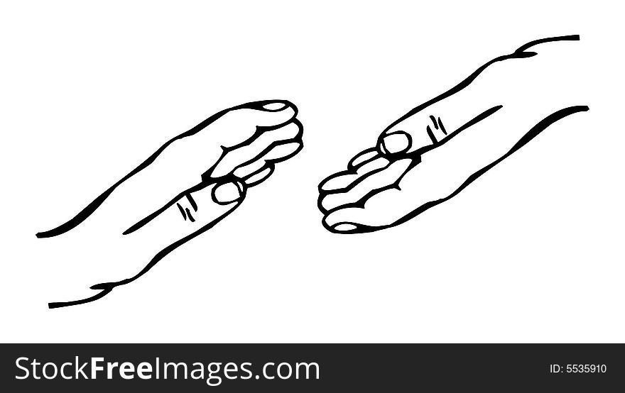 Hands on white background. Vector. Hands on white background. Vector