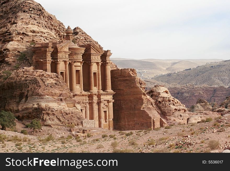 Building of Monastery in the Petra. Jordan.