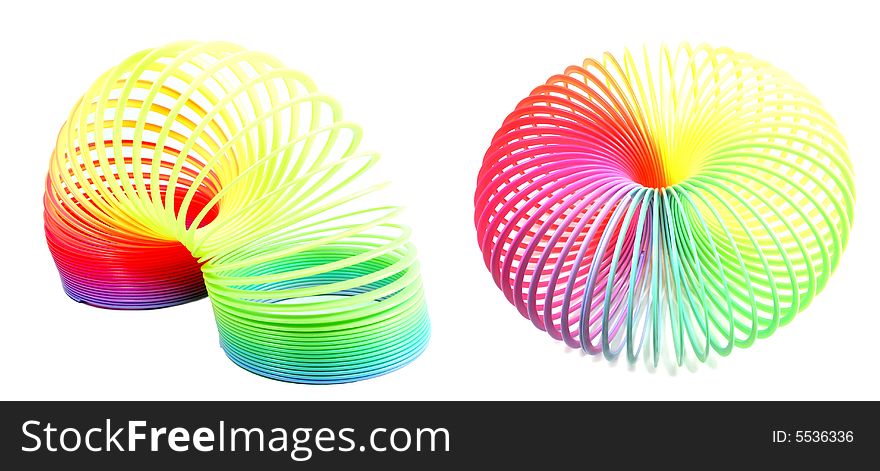 Colorful toy spring isolated on white
2 look