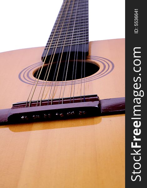 Close up of twelve string guitar isolated. Close up of twelve string guitar isolated
