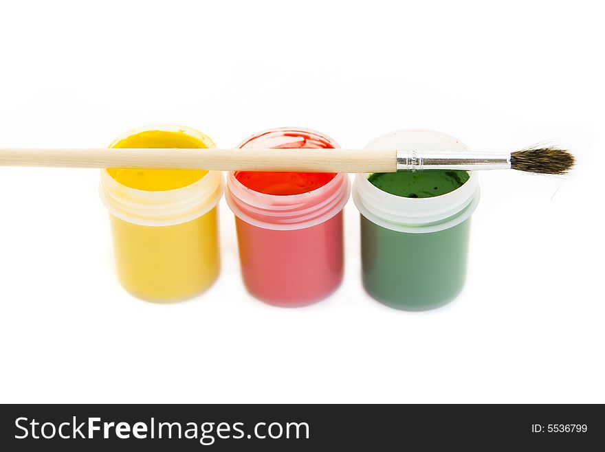 Gouache paints isolated on white