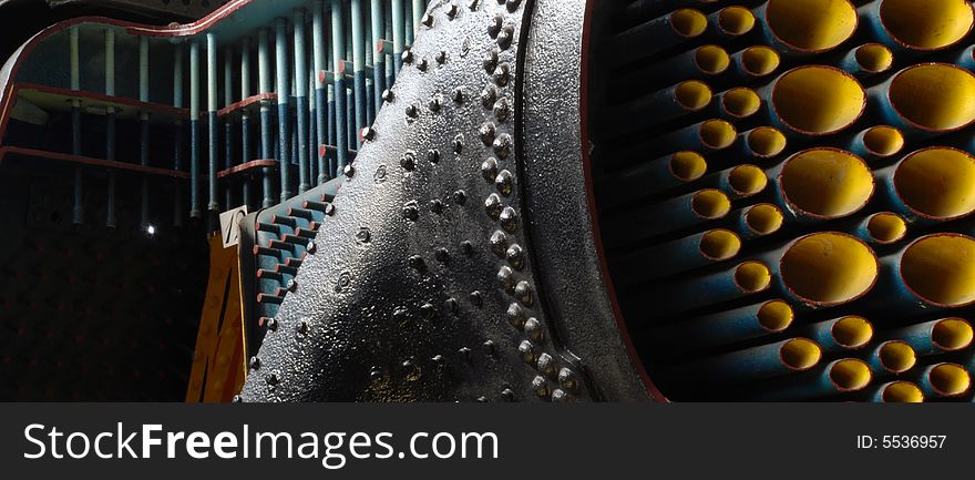 Photo of the inside of a trains engine. Photo of the inside of a trains engine