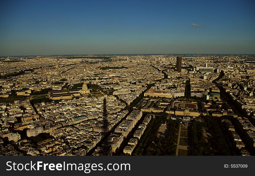 City view from Eiffel Tower - 2008, Summer, Paris. City view from Eiffel Tower - 2008, Summer, Paris