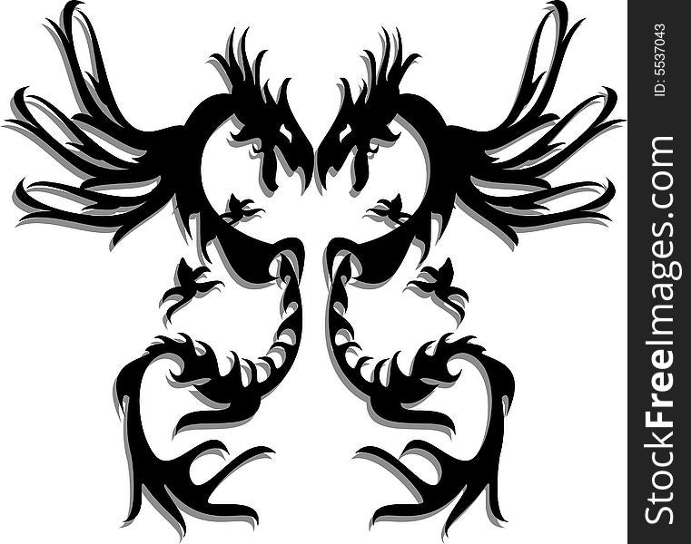 Abstract illustration of a twin dragon. Abstract illustration of a twin dragon