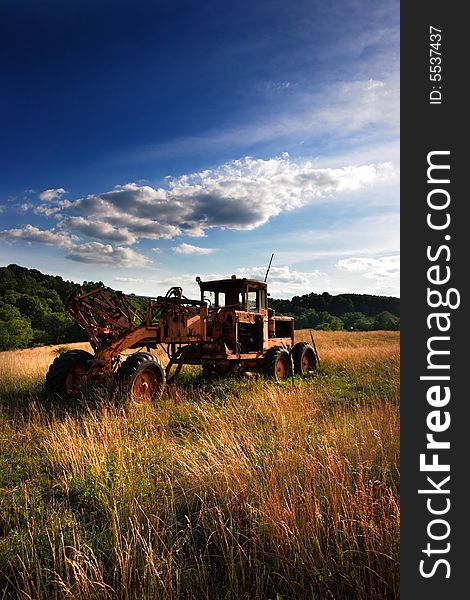 Photo of an abandoned bulldozer.