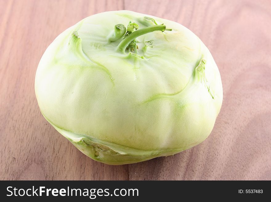 Head of kohlrabi isolated over background