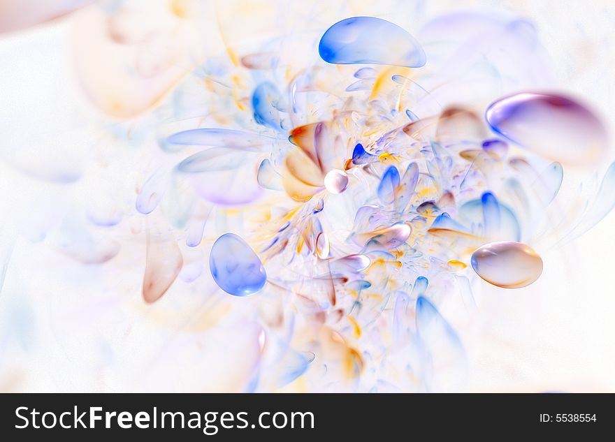 Colorful bubbles swirl on white background- abstract 3d rendering