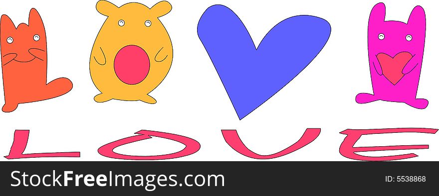 Vector illustration of cute love