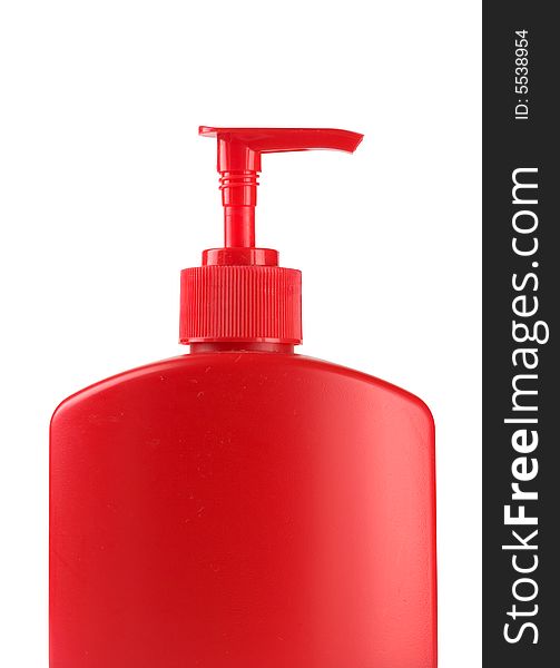 Red soap bottle