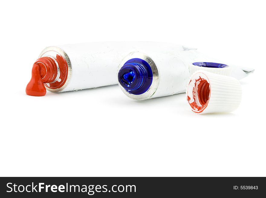 Isolated photo of some tubes of moist colors