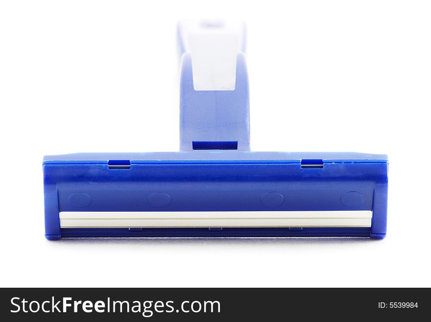 Isolated macro photo of an blue razor