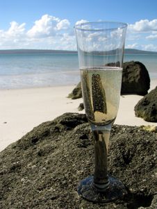 Champagne At Beach Royalty Free Stock Photo Champagne At Beach Royalty Free Stock Photo