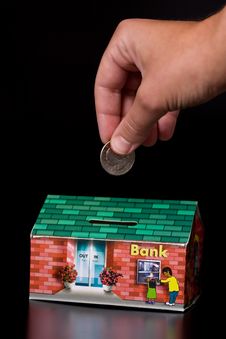 Quarter Coin And Cardboard Bank Box Royalty Free Stock Photo Quarter Coin And Cardboard Bank Box Royalty Free Stock Photo