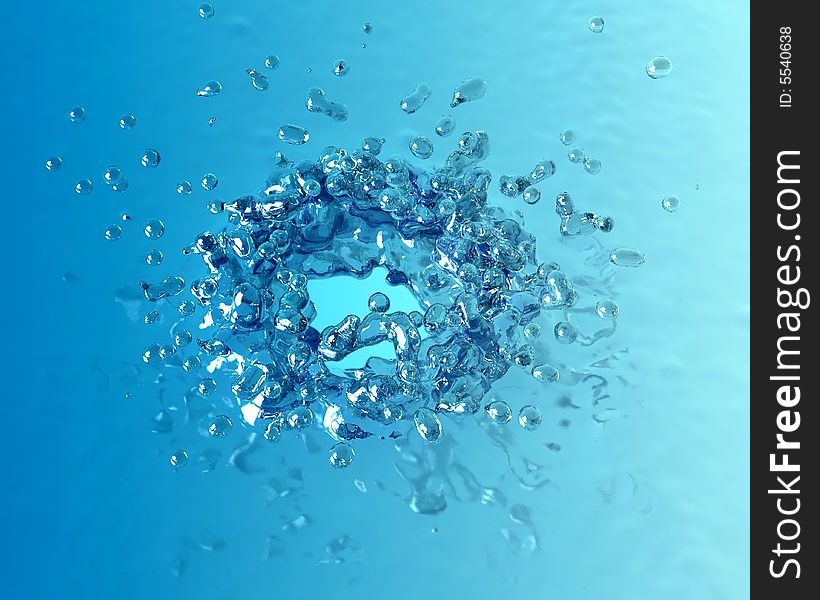 Sparks of blue water ( computer-generated image ). Sparks of blue water ( computer-generated image )