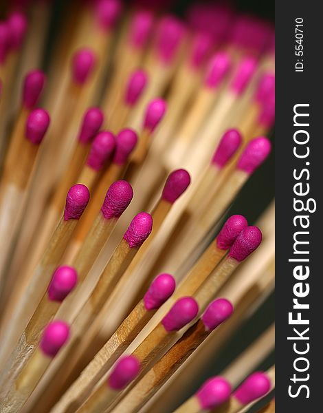 Macro shot of a barbecue pink matches