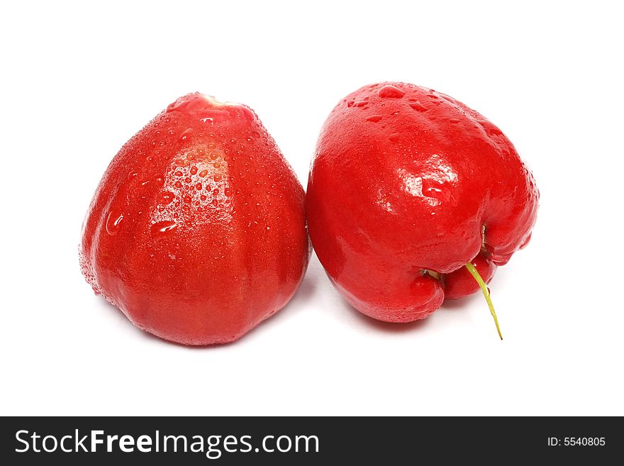 Two wet water apple isolated on white background. Two wet water apple isolated on white background.