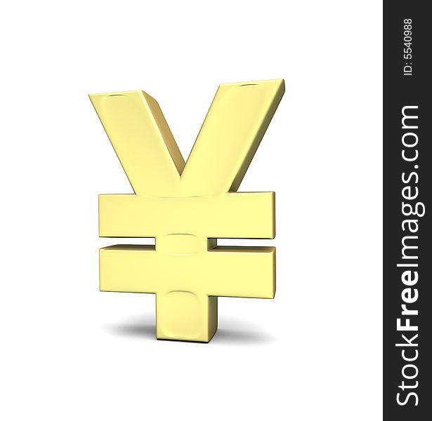 Yen currency symbol on white background with clipping path; 3d render