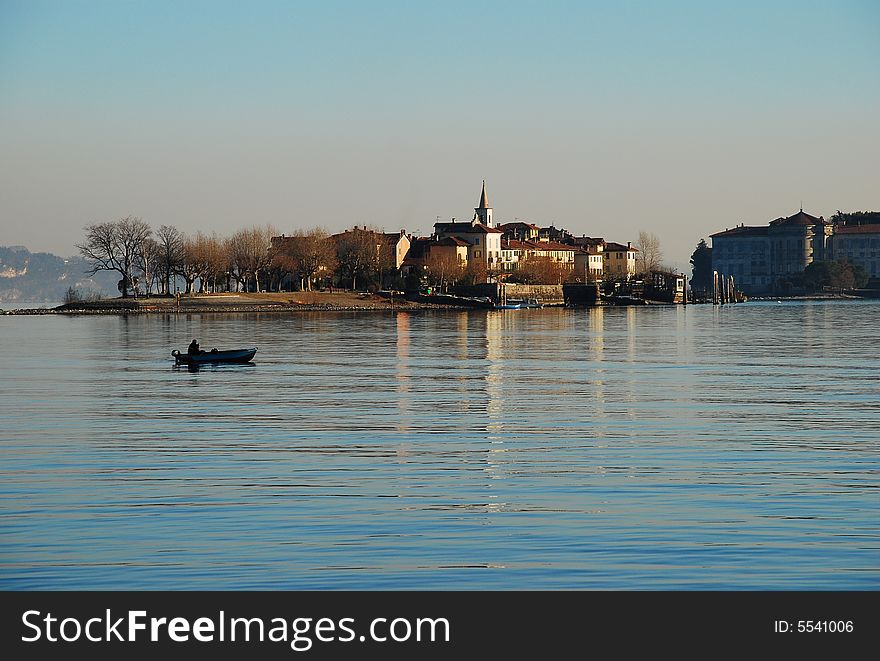 Lake Maggiore, Italy. Isola dei Pescatori, Winterlight. Lake Maggiore, Italy. Isola dei Pescatori, Winterlight