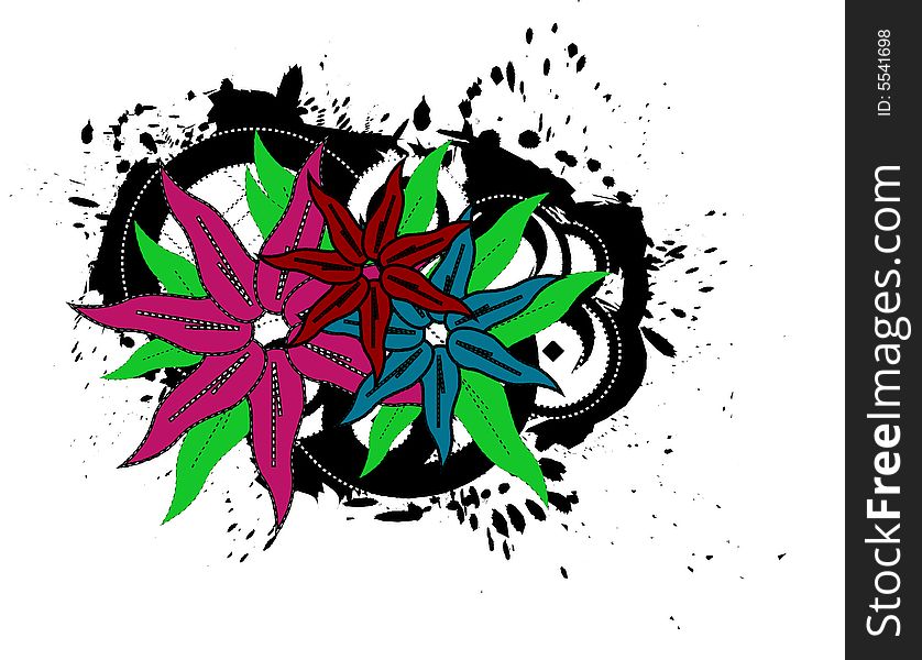 Grungy Flowers Vector Illustration