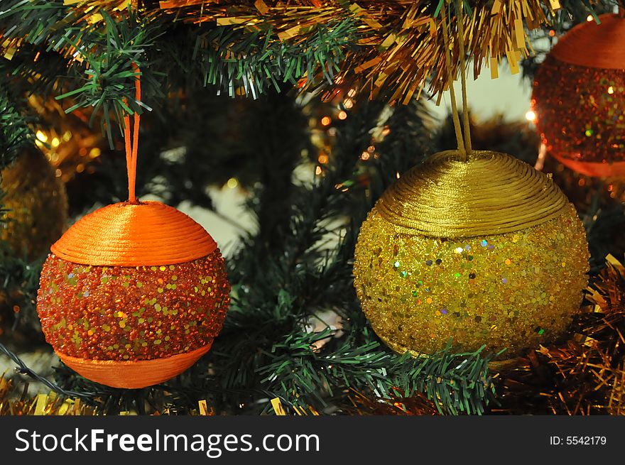 Details of christmas tree balls season