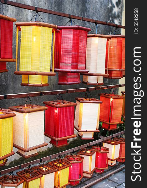 Colorful oriental lanterns on display - travel and tourism.