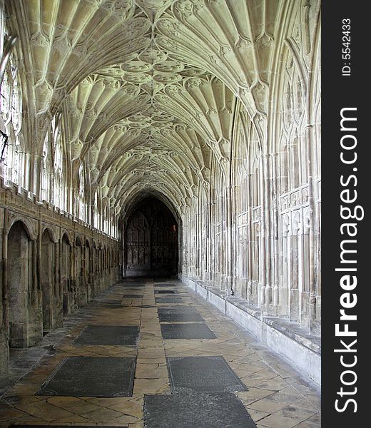 cloister of a church in England.