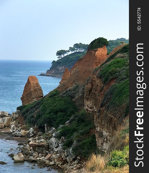 Beautiful Greek beach with stone