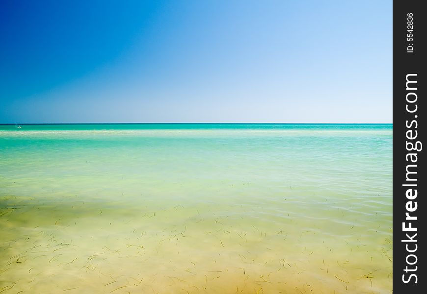 Empty lagoon beach in Tunisia