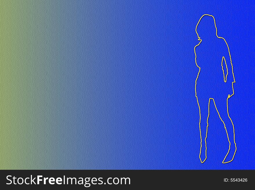 Girl with varicoloured texture in the manner of background abstract scene