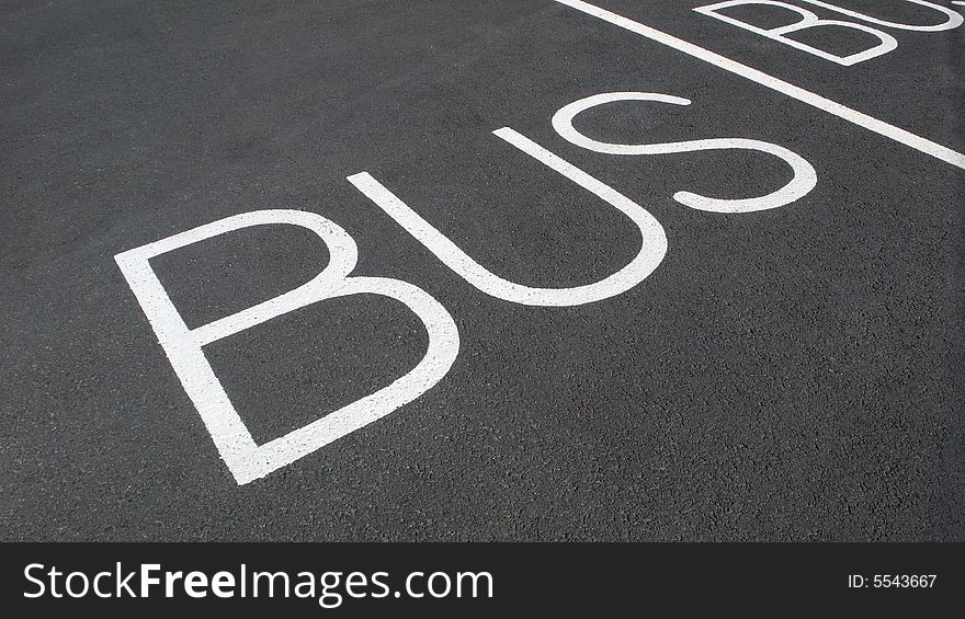 A street with a bus label. A street with a bus label