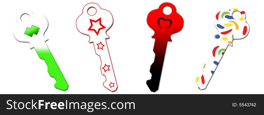 There are four coloured illustrated keys. There are four coloured illustrated keys.