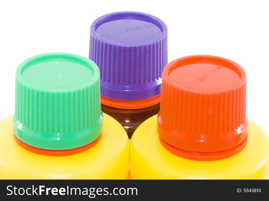 A group of three flaskets isolated on the white background