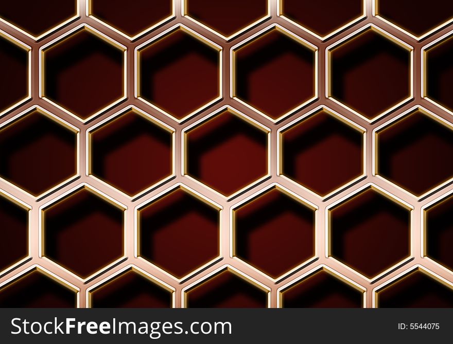 Honeycomb metal grid with shadows. Honeycomb metal grid with shadows