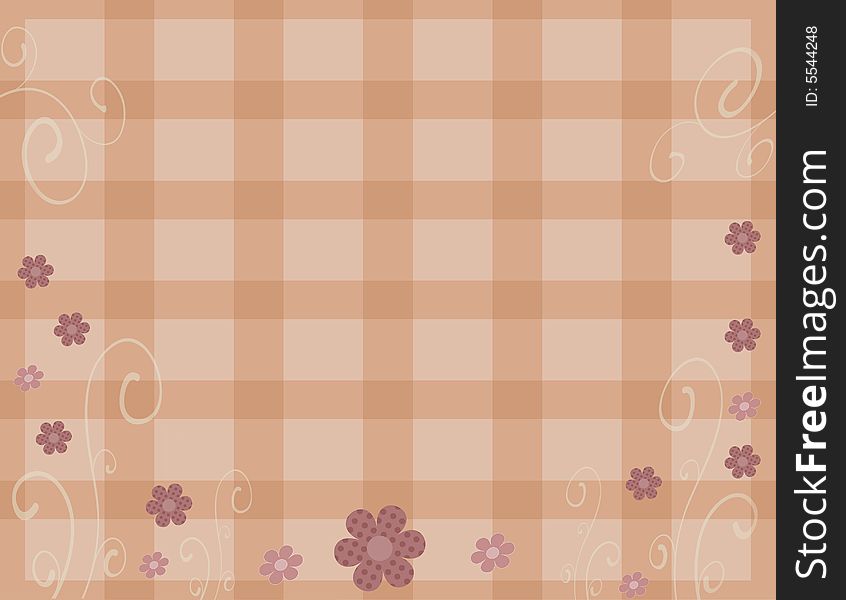 Mauve Plaid Floral Background