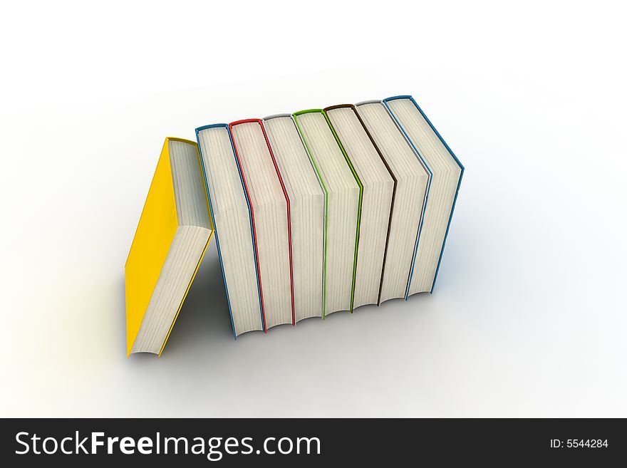 Pile of books - isolated on white background - photorealistic 3d render