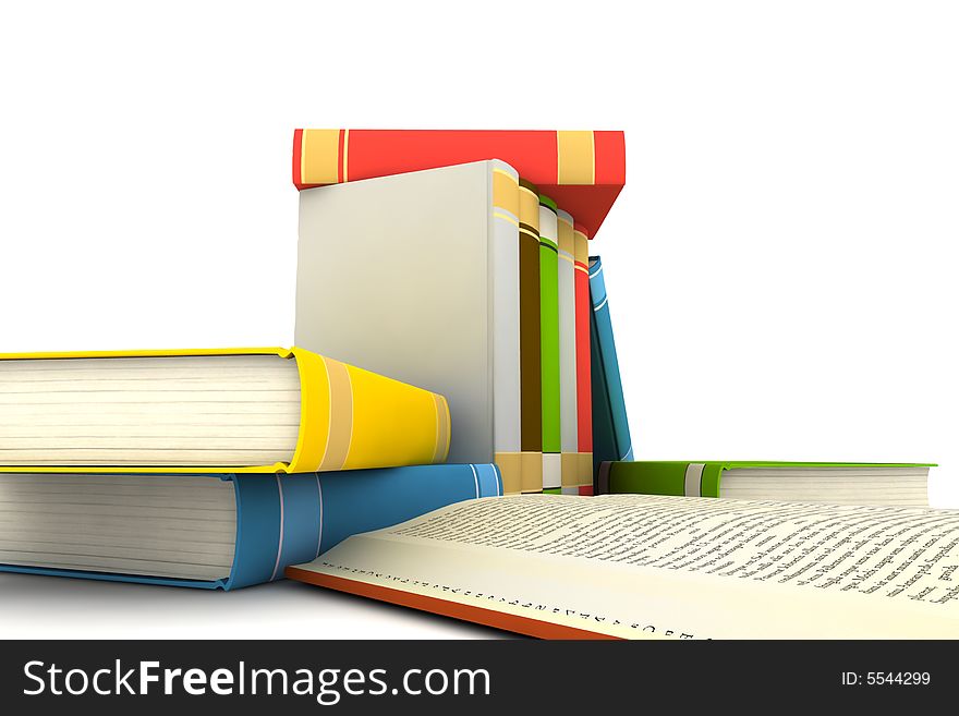 Pile of books - isolated on white background - photorealistic 3d render