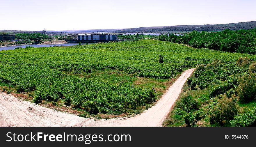 Country road, vegetation and hils