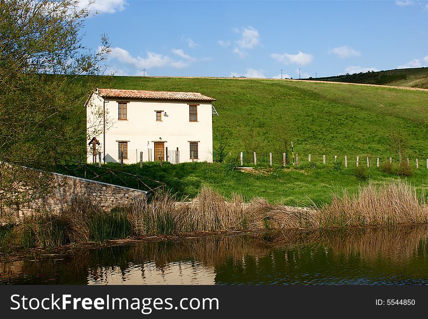 Photo of abandoned house in the Colfiorito lake in umbria