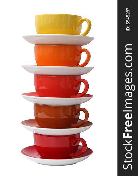 Colorful cups very decorative, isolated. Colorful cups very decorative, isolated